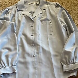 Elegant Light Blue vintage Button-Up Blouse